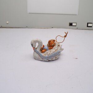 Vintage Unmarked White Swan Baby's First Christmas 1994 Ornament Small